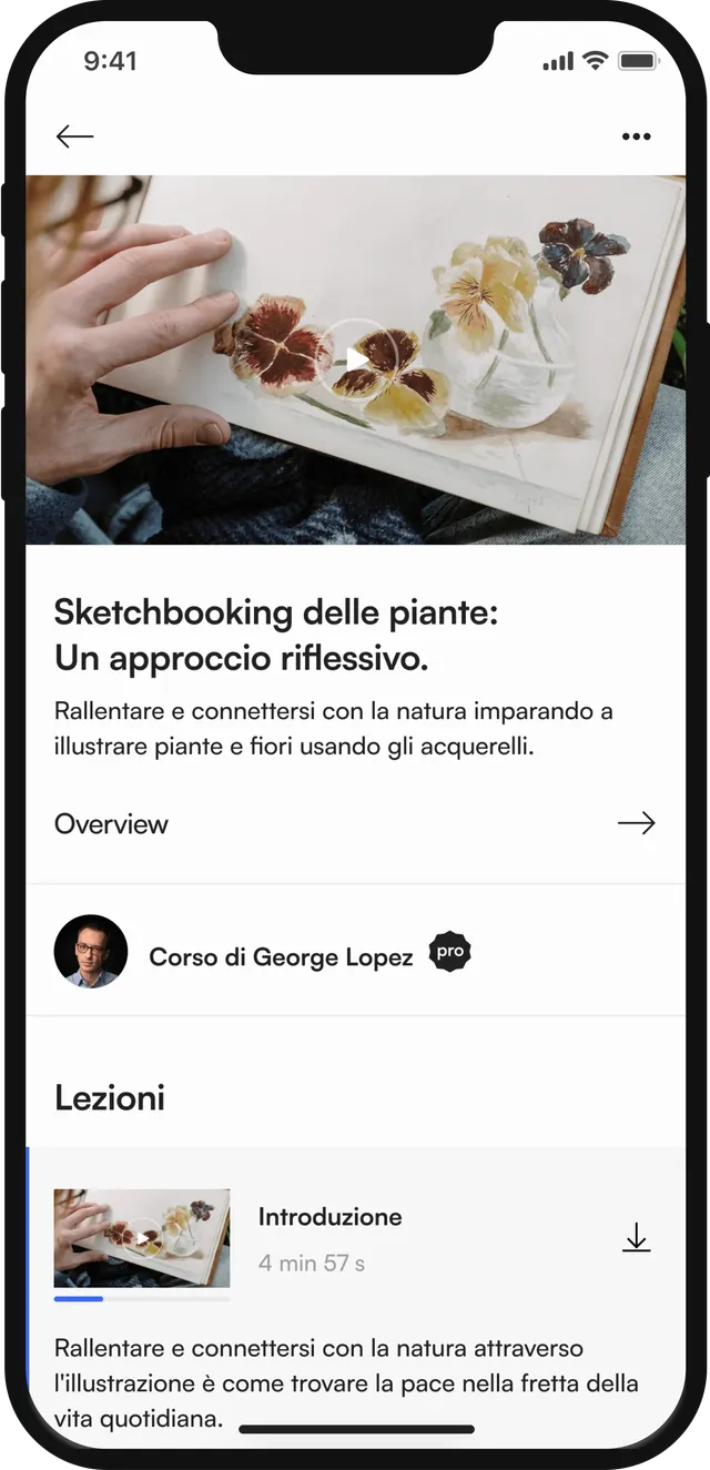 Corso di un artista nell'app